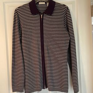 NWT Ann Taylor Plum/Grey Stripe Jacket M